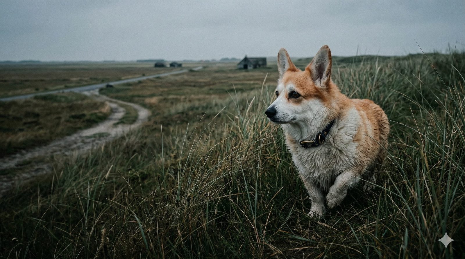 Waffles alone in the Danish dunes